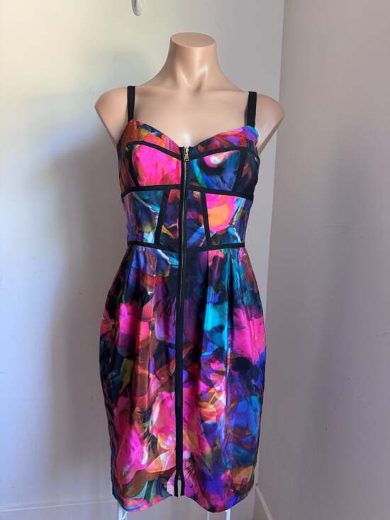 Amanda Uprichard Dresses & Skirts - Amanda Uprichard Floral 100% Silk Corset Dress Size Made in the USA
